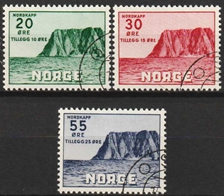 FRIMÆRKER NORGE | 1953 - AFA 394-96 - Nordkap IV. - i komplet sæt - Stemplet